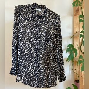 Ganni Newman Georgette dark blue floral patterned blouse